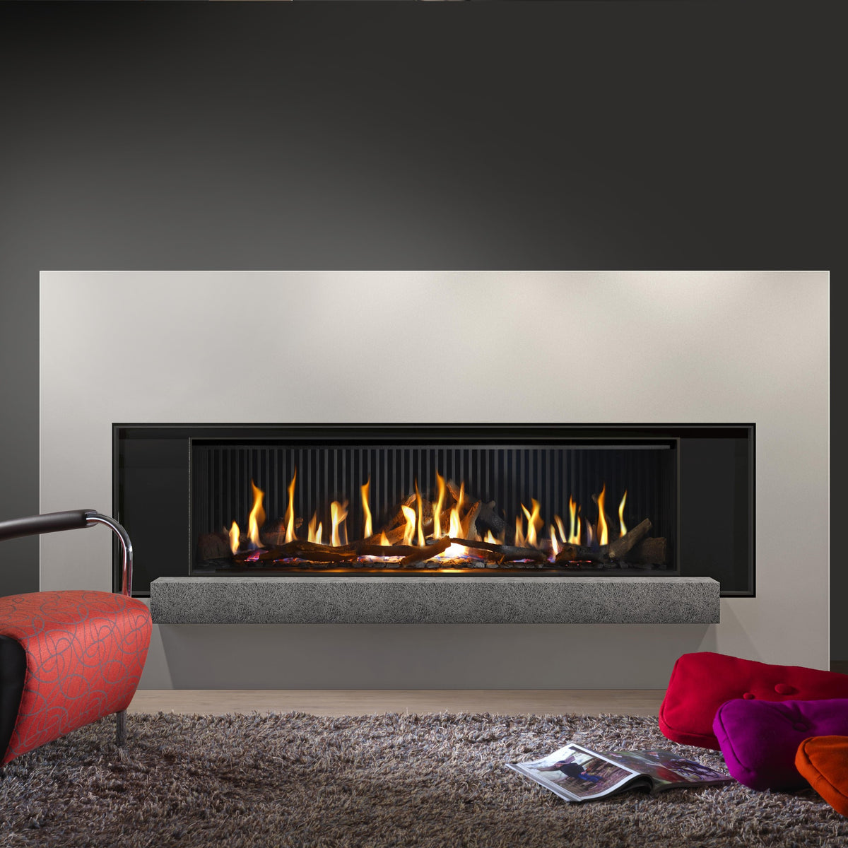 Kalfire G160/41F 1-sidig, LPG, 3D brenner, sort bakplate, 3cm trim, Vedkubber, ø130/200