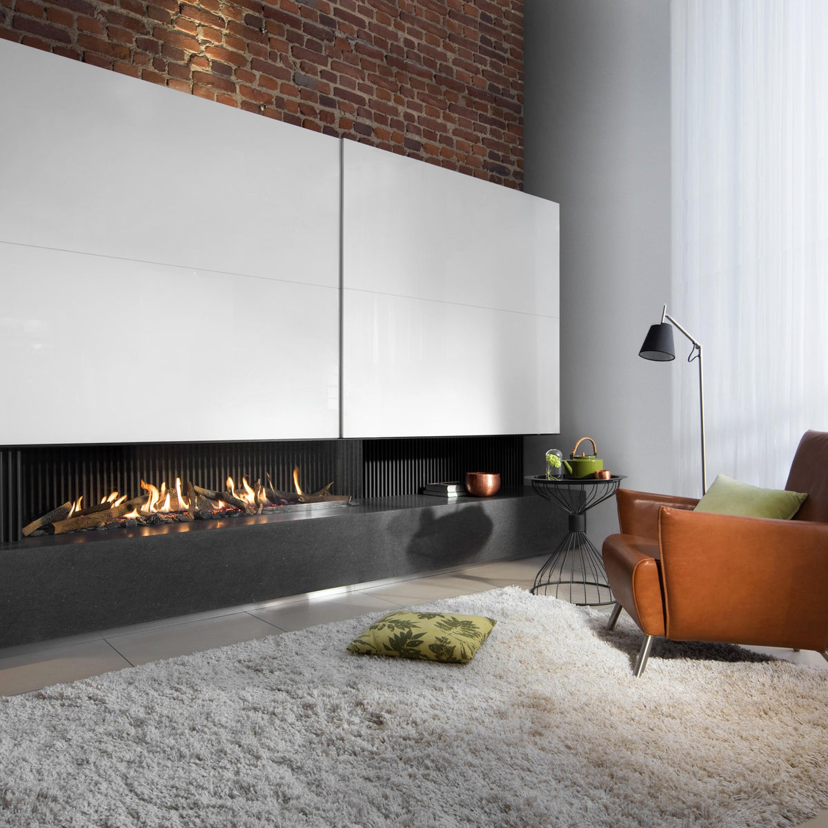Kalfire G165/37C 2-sidig, Høyre,  LPG, 3D brenner, sort bakplate, 3cm trim, ø130/200