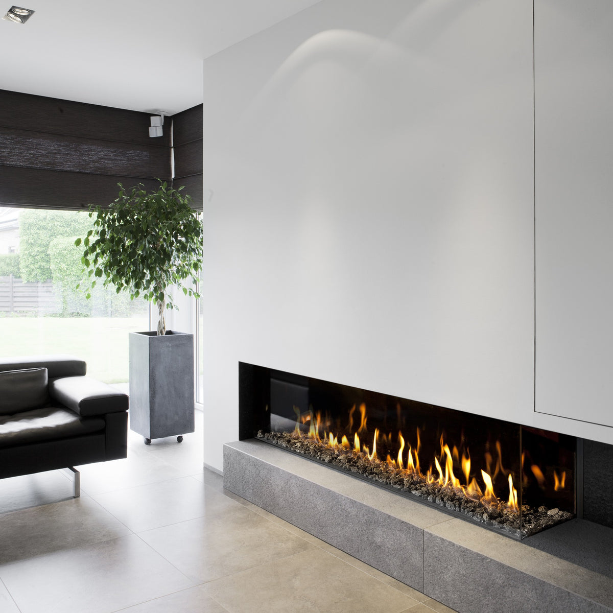 Kalfire G165/37C 2-sidig, Høyre,  LPG, 3D brenner, sort bakplate, 3cm trim, ø130/200