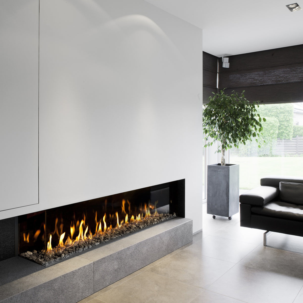 Kalfire G165/37C 2-sidig, Venstre,  LPG, 3D brenner, sort bakplate, 3cm trim, ø130/200