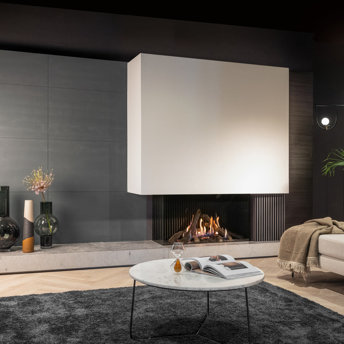 Kalfire Gi110/75CL 2-sidig, LPG, Hybrid LED, sort bakplate, 3cm trim, Ø130/200