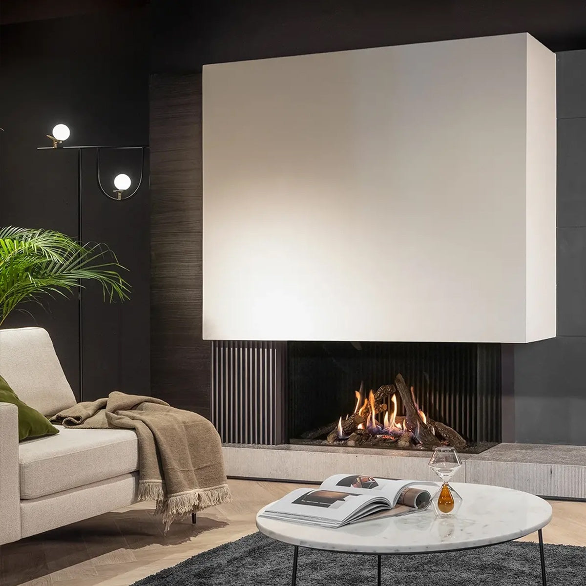 Kalfire Gi80/55CR 2-sidig, LPG, Hybrid LED, sort bakplate, 3cm trim, Ø130/200